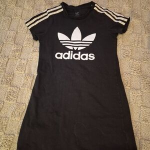 GIRLS Adidas Black T-Shirt Dress